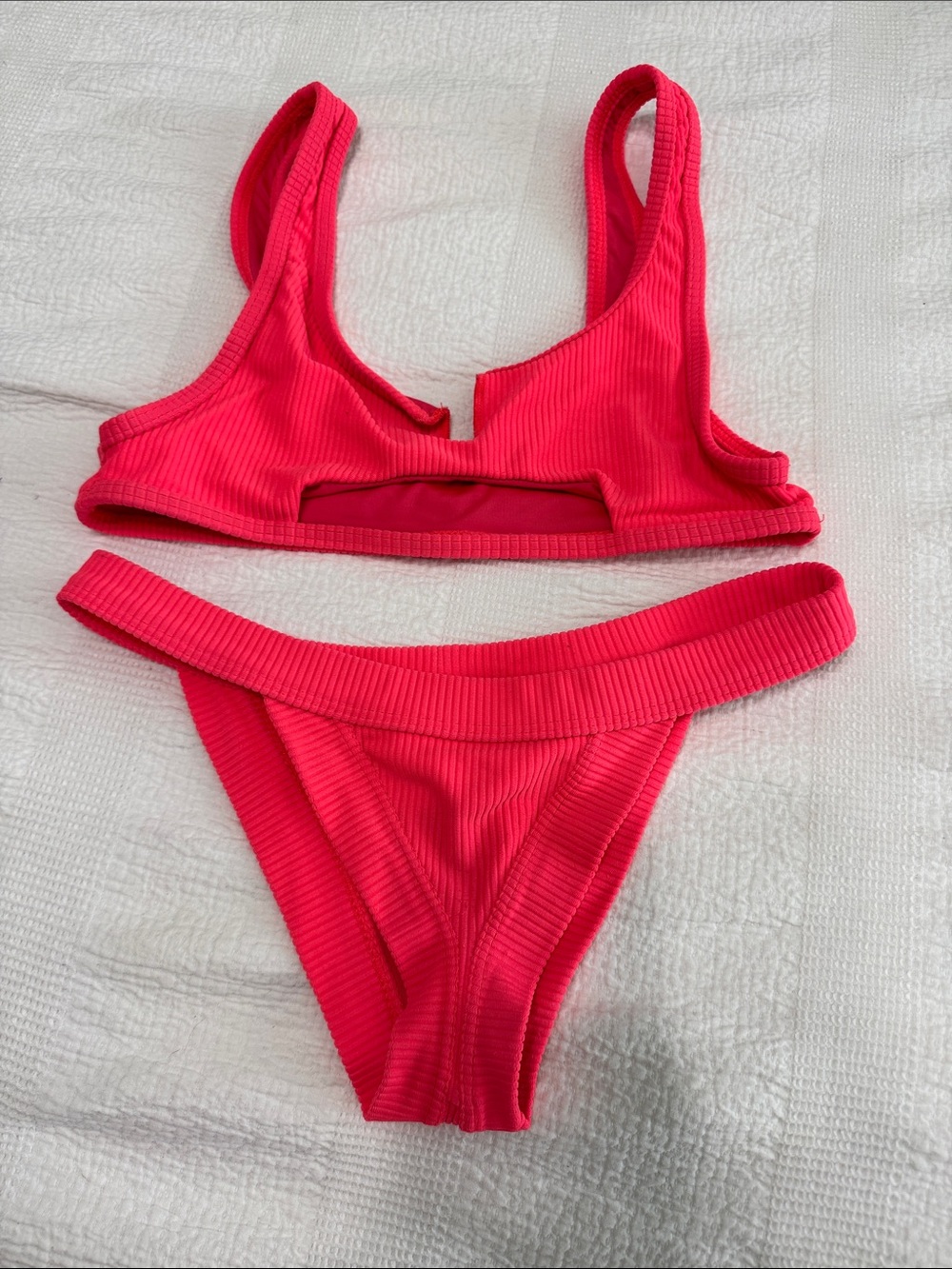 Frankie's Bikinis Hot Pink Ribbed Two-Piece Bikini
